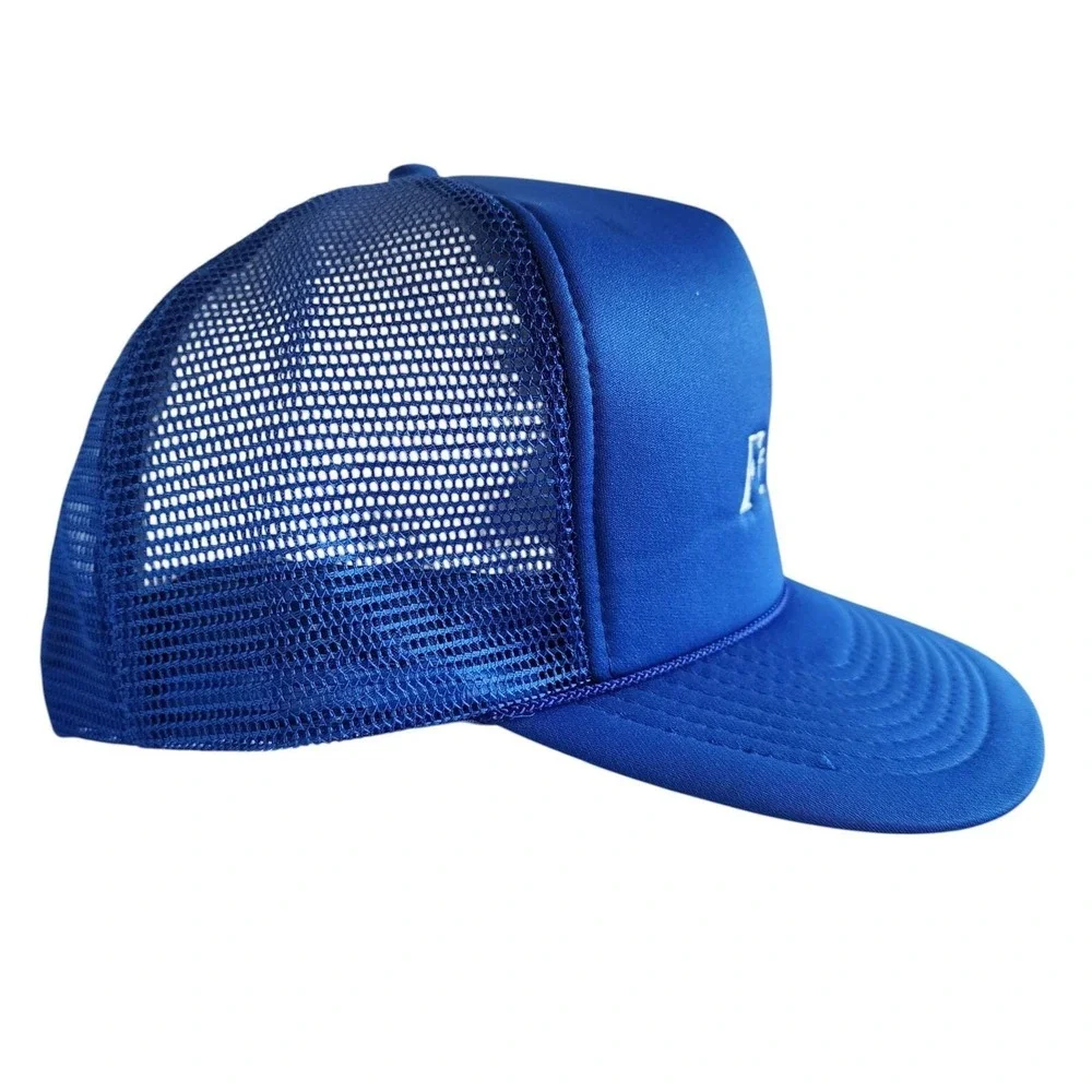 Vintage 80s Ft Worth Texas Trucker Snapback Hat NWT Royal Blue Embroidered